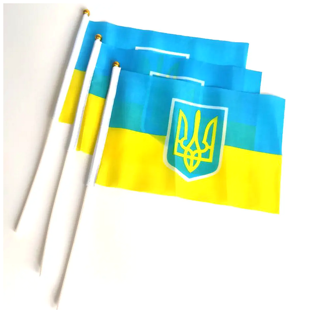 Флажок України 20х15 см із присоском жовто-синій із гербом для скла SQ-27712 - зображення 6
