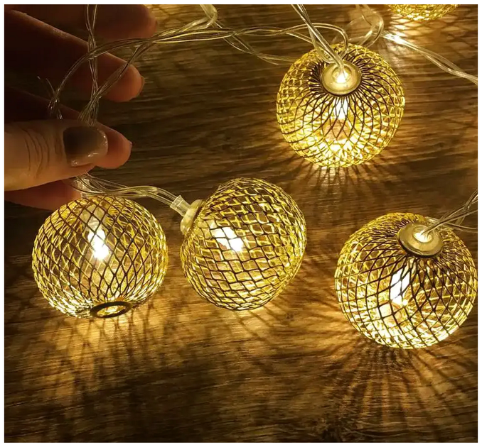 Гирлянда светодиодная 5м 20LED 220В теплый белый для елки Золотая сфера IP44 SQ-27096 - изображение 3