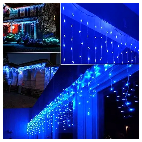 Гирлянда бахрома дождик 2x0 5м 80 LED 220В прозрачный провод 8 режимов для украшения интерьера SQ-26023 - изображение 5