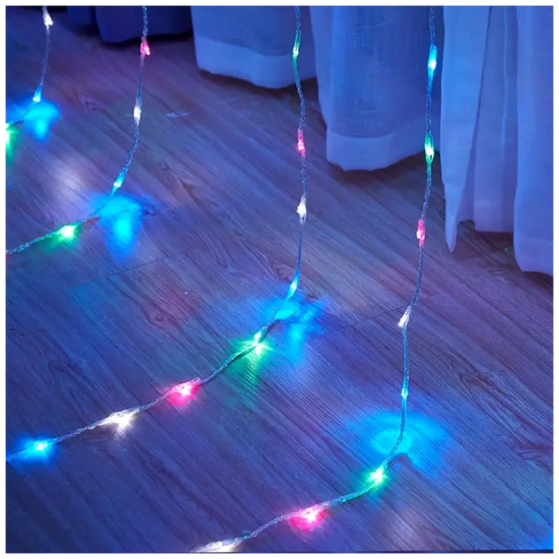 Гирлянда штора Водопад 3x2м 240 LED 220В 10 нитей 8 режимов для создания атмосферы праздника SQ-27179 - изображение 9