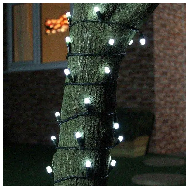 Уличная светодиодная гирлянда 20 м 200 LED черный провод IP65 белый свет для праздников SQ-26122 - изображение 2