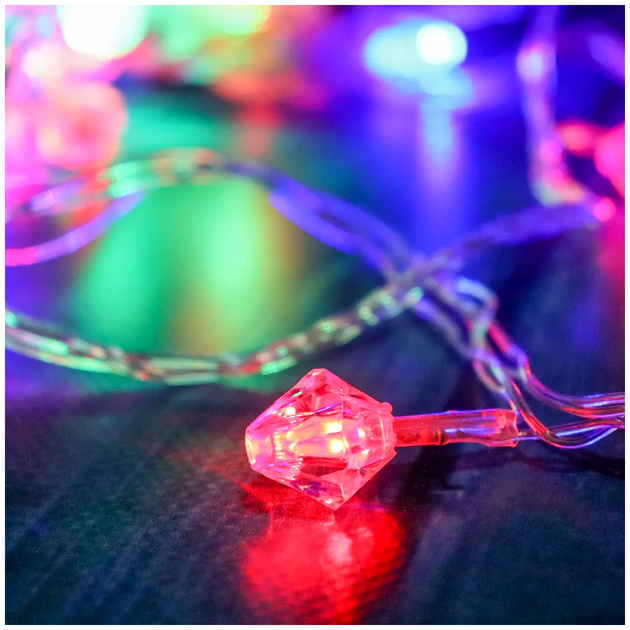LED гірлянда на 20 лампочок 5 м прозорий дріт для новорічного декору кольорове мерехтіння модель Алмаз SQ-26588 - Фото 5 LED гірлянда на 20 лампочок 5 м прозорий дріт для новорічного декору кольорове мерехтіння модель Алмаз SQ-26588 - зображення 5