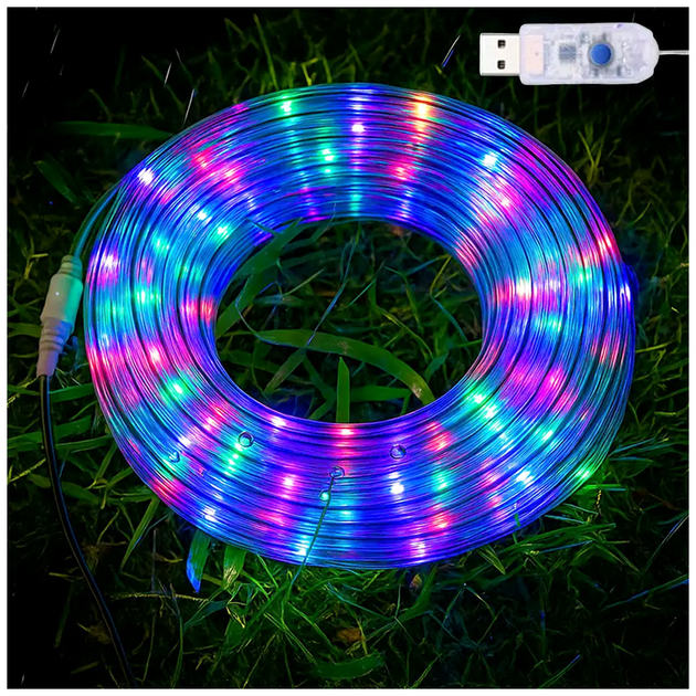 Гирлянда светодиодная 10м 100LED 2Вт USB мультиколор силиконовая трубка для декора помещений SQ-28817 - изображение 2