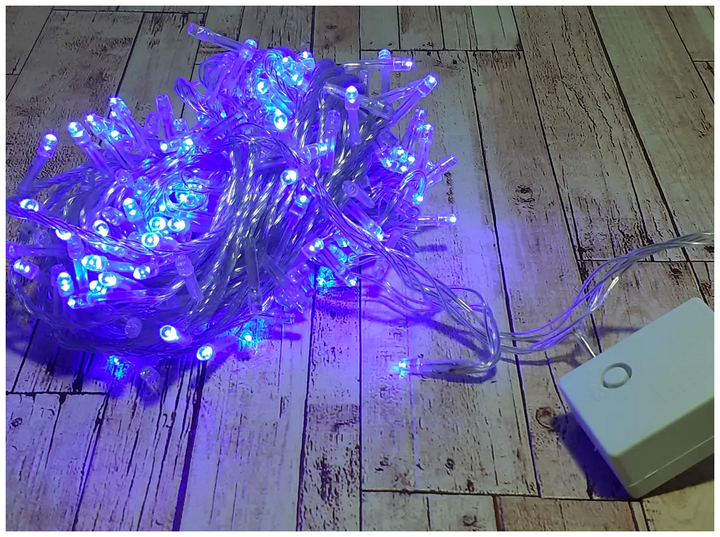 Светодиодная гирлянда 10м 200 LED синие лампочки прозрачный провод для елки IP44 SQ-25494 - изображение 8