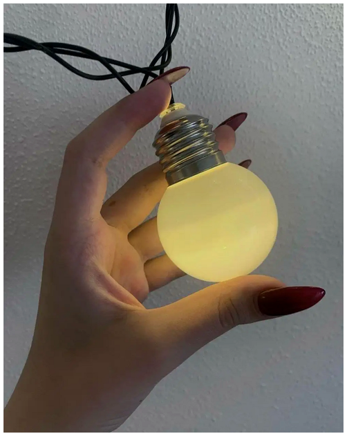Светодиодная гирлянда 20 LED 7м теплый белый матовые лампочки 5см для украшения ёлки SQ-25508 - изображение 3