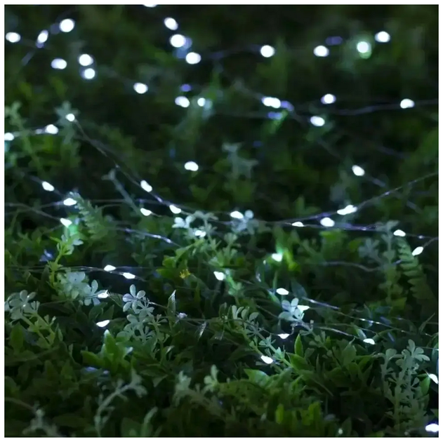 Светодиодная гирлянда 50 LED 5м статический режим холодный белый IP44 на батарейках для декора дома SQ-28807 - изображение 5