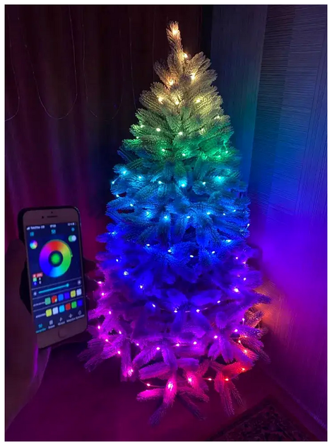 Умная RGB гирлянда 100 LED 10м USB 5В 1Вт IP44 управление через смартфон модель Роса SQ-26696 - изображение 3