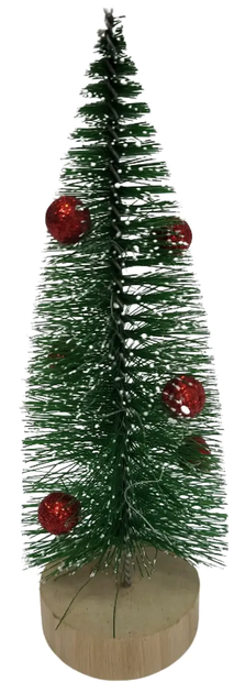 Елка искусственная 0.2 м на деревянной подставке с игрушками зеленная для создания праздничной атмосферы SQ-27191 - изображение 5