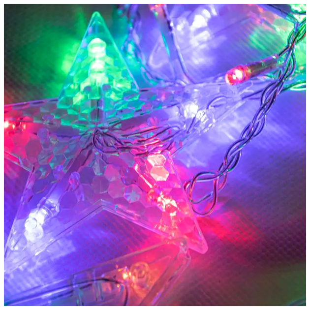 LED гирлянда штора 12 фигурок 3x1м 220В 8 режимов мультиколор для декора интерьера Звезды SQ-27417 - изображение 9