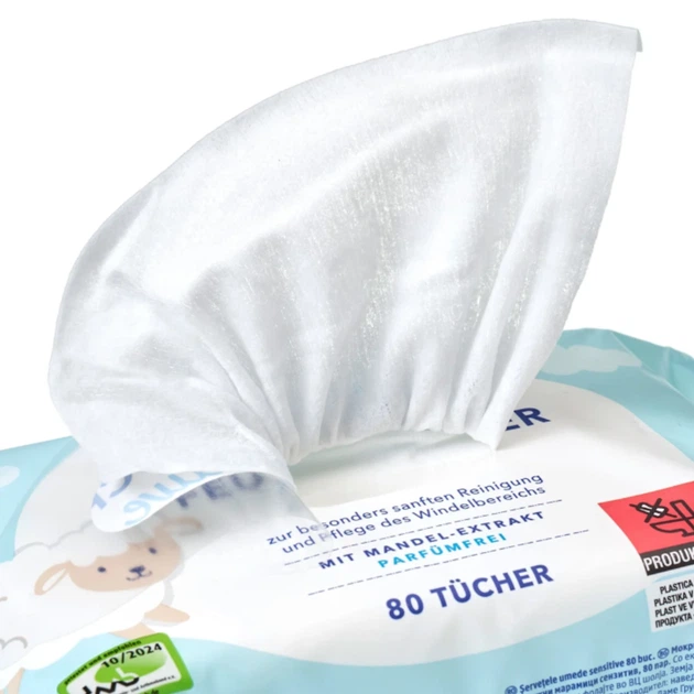 Набор влажных салфеток Babylove Sensitive с миндальным экстрактом, 4×80 шт. - изображение 3