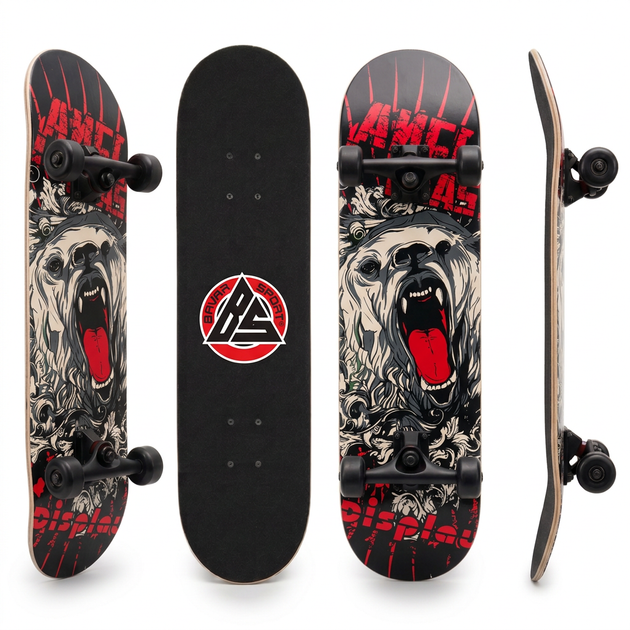 Скейтборд дерев'яний ведмідь BavarSport Skateboard Bear 4411-5 розмір 78х20см - зображення 2