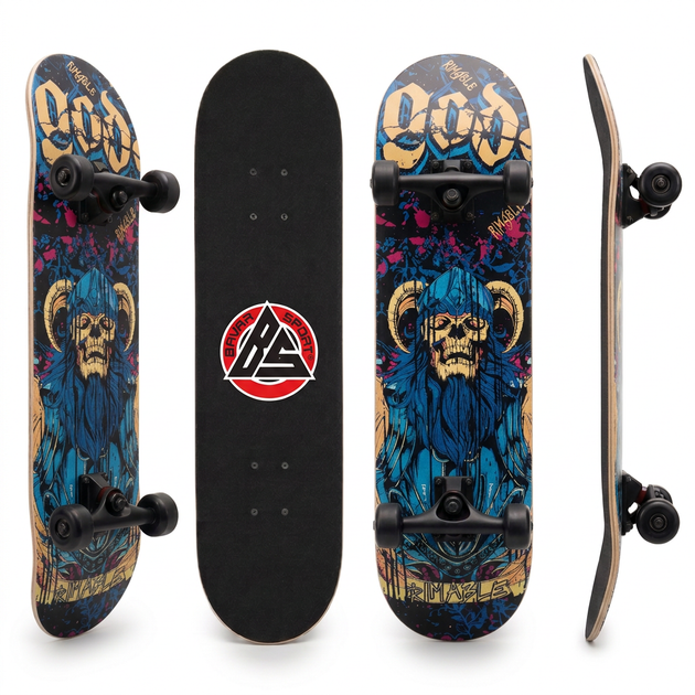 Скейтборд дерев'яний скелет BavarSport Skateboard Skeleton 4411-15 розмір 78х20 см - зображення 2