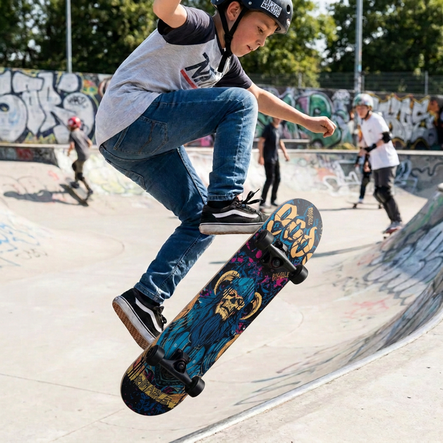 Скейтборд дерев'яний скелет BavarSport Skateboard Skeleton 4411-15 розмір 78х20 см - зображення 6