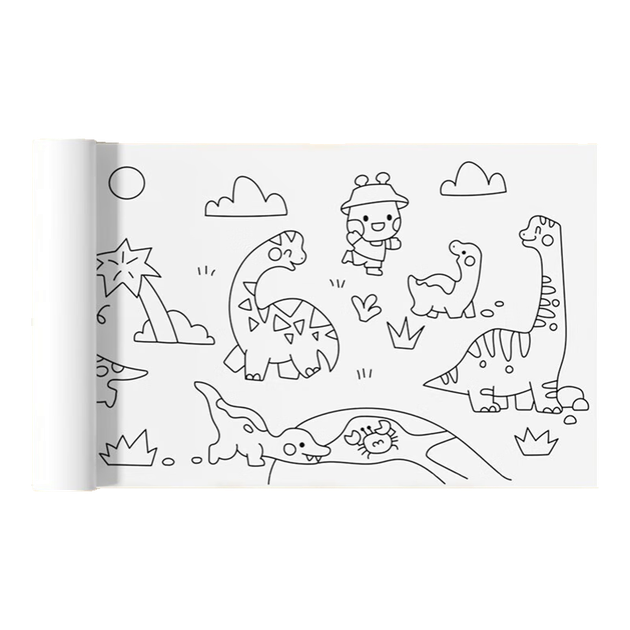 Дитяча книжка-розмальовка Meiletongnian Doodle, рулонний папір для малювання, без фарбування стін, фрістайл, іграшка для малювання в дитячому садку, історія пригод динозаврів - зображення 4