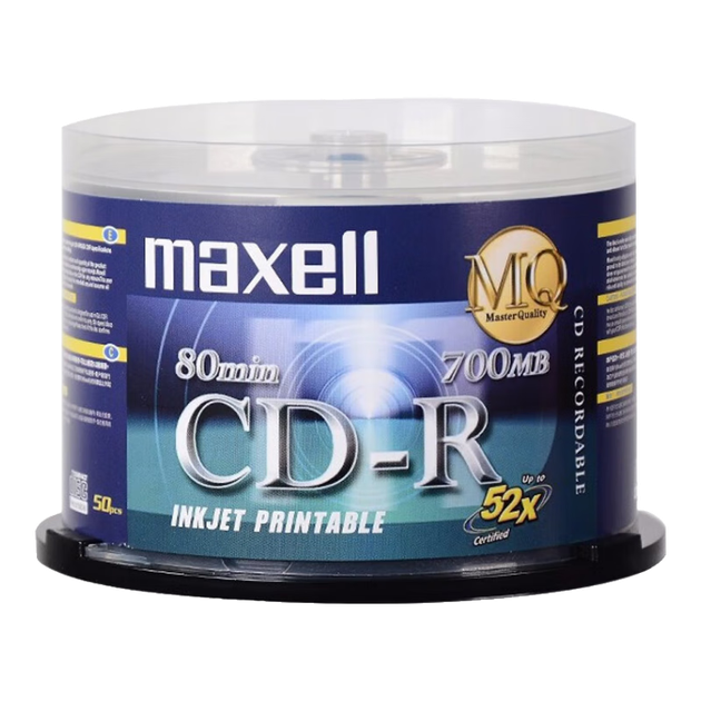 Диски Maxell CD-R, тайваньские оптические диски с возможностью записи, записываемые диски, чистые диски, скорость 52x, емкость 700 МБ, 50 штук в упаковке. - изображение 4