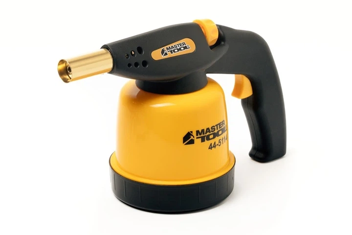 Лампа газова паяльна MASTERTOOL п'єзопідпал Ø 20 мм/1300°С 1.3 кВт 94.6 г/год 44-5114 - Фото 1 Лампа газова паяльна MASTERTOOL п'єзопідпал Ø 20 мм/1300°С 1.3 кВт 94.6 г/год 44-5114 - зображення 1