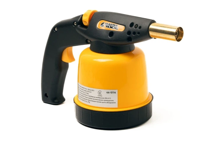 Лампа газова паяльна MASTERTOOL п'єзопідпал Ø 20 мм/1300°С 1.3 кВт 94.6 г/год 44-5114 - Фото 2 Лампа газова паяльна MASTERTOOL п'єзопідпал Ø 20 мм/1300°С 1.3 кВт 94.6 г/год 44-5114 - зображення 2