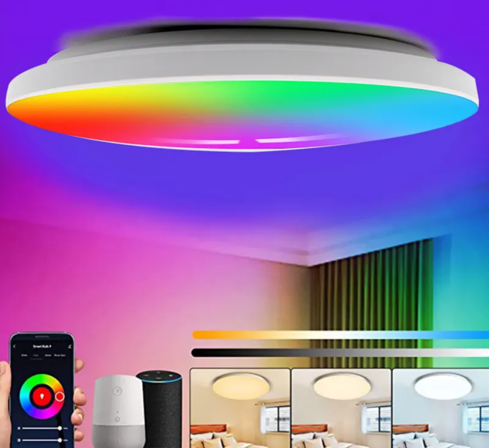 Розумний стельовий світильник 1DAL | Wi-Fi, RGBCW, 24W (SSLP24W) - Фото 4 Розумний стельовий світильник 1DAL | Wi-Fi, RGBCW, 24W (SSLP24W) - зображення 4
