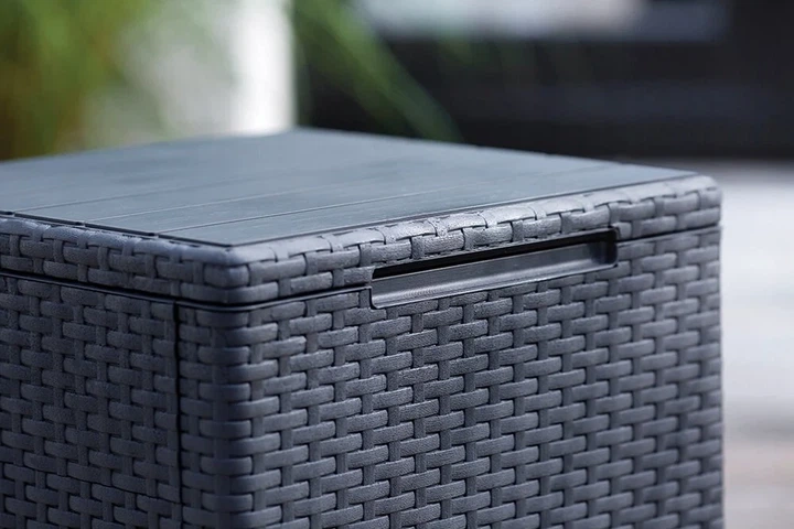 Садовый ящик-столик Keter Vigo Storage Box 37х37х37 см под ротанг, графитовый - Фото 11 Садовый ящик-столик Keter Vigo Storage Box 37х37х37 см под ротанг, графитовый - изображение 11