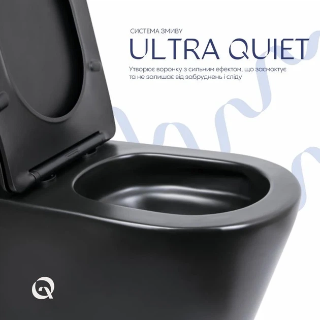 Унітаз-компакт Qtap Scorpio QT14226088AMB безобідковий, чорна матова кераміка, сидіння Soft-close - зображення 5