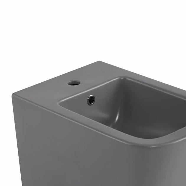 Биде подвесное Qtap Tern QT17551303GSG 520x350x330 мм, керамика, Stone Grey - изображение 5
