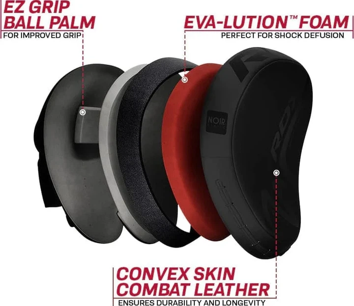 Лапи RDX FOCUS PAD T15 шкіряні чорні з піною EVA-LUTION One Size - зображення 9