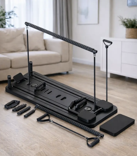 Тренажер для пилатеса Reformer MM3000 106×41 см до 200 кг складной с эспандерами таймером Фитнес-доска для всего тела Домашняя платформа для пресса мышц кора - изображение 8