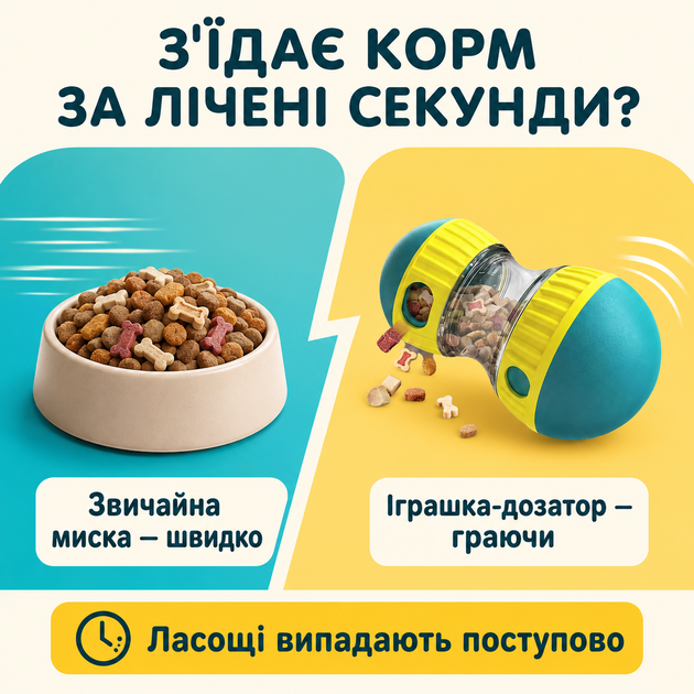 Інтерактивна іграшка, дозатор корму ласощів, для собак котів,цуценя регульована годівниця-головоломка, повільне годування. - зображення 3