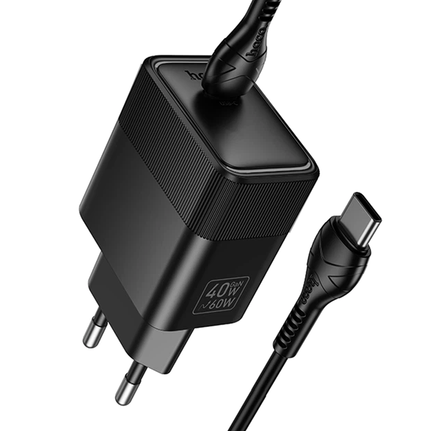 Мережевий зарядний пристрій Hoco CS113A Lounge PD40W Type-C чорний для швидкого заряджання смартфонів і планшетів Black - зображення 8