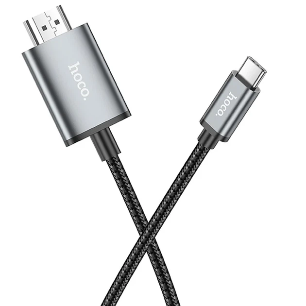 Перехідник Hoco UA27 HD Type-C — HDMI 2 м 4K 30Hz алюміній, сірий - зображення 6
