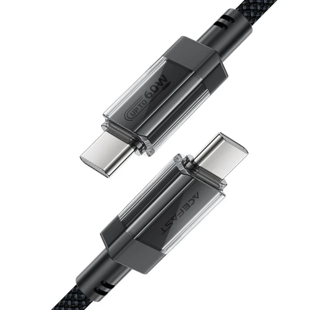 Кабель Acefast C12-03 Type-C — Type-C 60W, 1.2 м, плетений, чорний - зображення 4