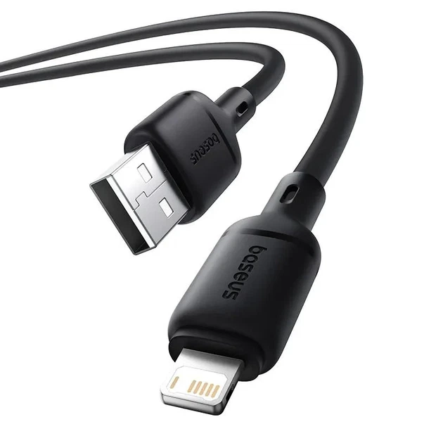 Кабель Baseus Silky Series USB — Lightning 2.4A 2 м для заряджання й передачі даних чорний - зображення 4