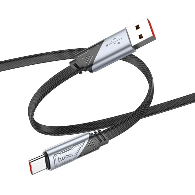 Кабель Hoco U119 Machine USB — Type-C 5A 1.2 м у текстильній оплетці чорний - зображення 2