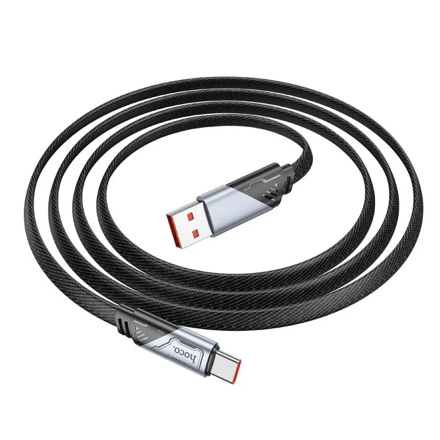 Кабель Hoco U119 Machine USB — Type-C 5A 1.2 м у текстильній оплетці чорний - зображення 3