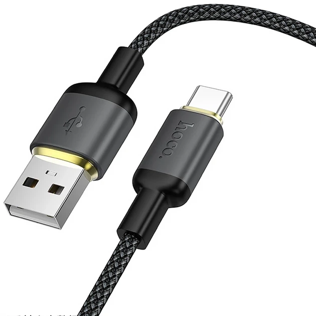 Кабель Hoco X128 Benefit USB — Type-C 36W 1 м плетений чорний - зображення 3