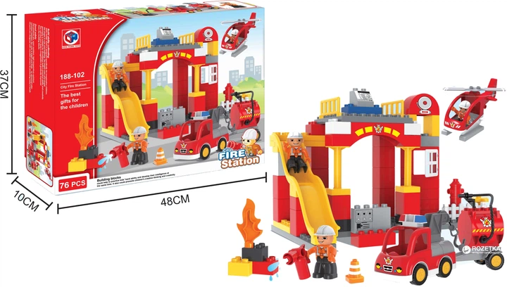 Дитячий конструктор Пожежна станція KID'S HOME TOYS 188-102 з великими деталями 76 елементів - Фото 1 Дитячий конструктор Пожежна станція KID'S HOME TOYS 188-102 з великими деталями 76 елементів - зображення 1