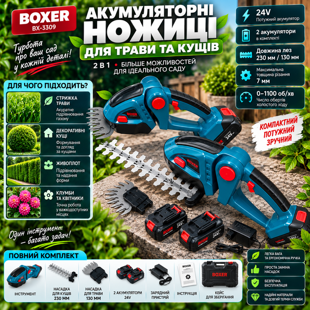 Ножиці акумуляторні BOXER BX-3309 2 леза 230 мм/ 130 мм - изображение 5