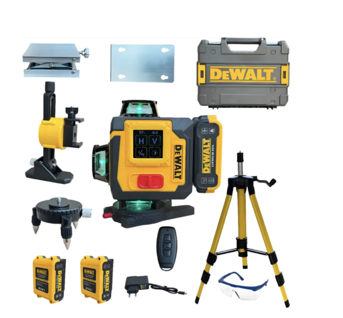 Лазерный нивелир DeWalt 3D 4D аккумуляторный уровень 16 линий зеленый луч 360 градусов 25 м точность ±0,2 мм 2 батареи 5 А·ч штатив магнитный кронштейн пульт кейс для строительства ремонта отделки - изображение 8