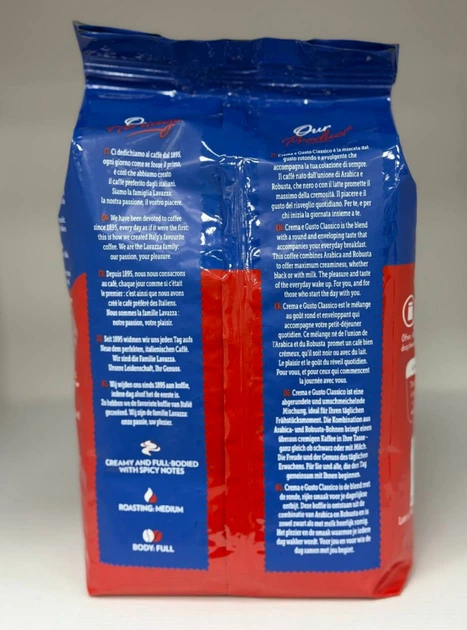Кава в зернах 1,01 кг Lavazza Crema e Gusto Classico арабіка 30% робуста 70% темного обсмажування міцна зернова кава з гірким шоколадом для еспресо дому офісу - зображення 7