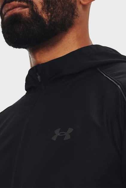 Чоловіча чорна ветровка UA STORM RUN HOODED JACKET Under Armour XL 1376795-001 - зображення 4