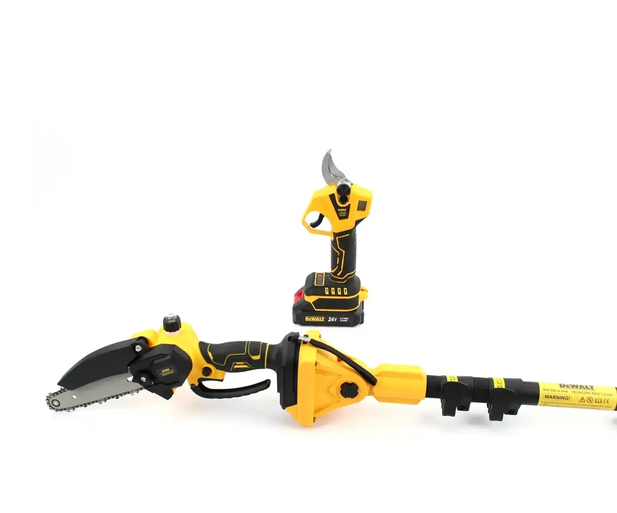 Садовый набор DeWalt 3в1 аккумуляторный 24 В мини цепная пила DCM155HN 15 см секатор DCMPP540P1 Digital рез до 30 мм высотная телескопическая штанга 2,6 м поворот 180 градусов комплект для обрезки деревьев веток кустов с 2 батареями 5 А·ч зарядкой - изображение 7