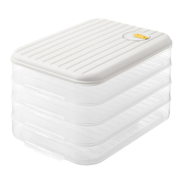 Багатофункціональна коробка для пельменів COOKER KING, 4-шарова з 1 кришкою, великий контейнер для зберігання, холодильник для зберігання свіжості, харчова морозильна камера для пельменів та вонто - зображення 4