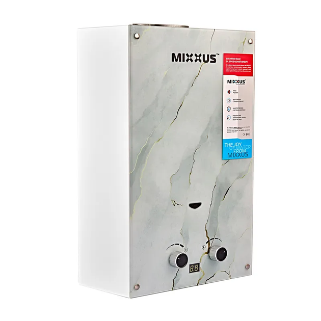 Газова колонка MIXXUS GWH-0510 BASIC GLASS димохідна 10 л/хв (панель зі скла з малюнком) (WH0026) - Фото 1 Газова колонка MIXXUS GWH-0510 BASIC GLASS димохідна 10 л/хв (панель зі скла з малюнком) (WH0026) - изображение 1