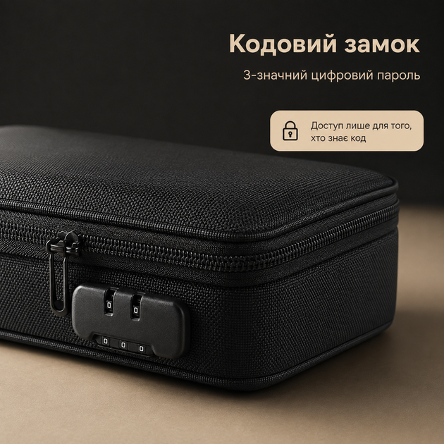 Органайзер-папка для документов А4 с 3-значным кодовым замком, водонепроницаемая, с отделениями для документов и гаджетов и креплением на чемодан, черная - изображение 3