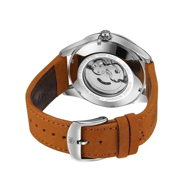 Годинник наручний Forsining 8270 Silver-Black механічний зі шкіряним ремінцем - Фото 5 Годинник наручний Forsining 8270 Silver-Black механічний зі шкіряним ремінцем - зображення 5