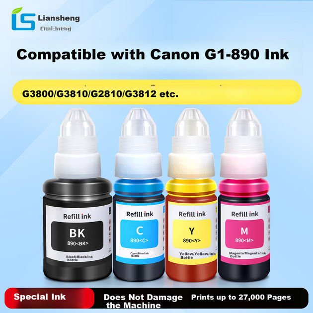 Совместимые с принтерами Canon GI-890/80 четырехцветные чернила Liansheng для принтеров G3800 G2810 G1810 G3810 G2800 G3000 G3812 G4810 2010 - изображение 5