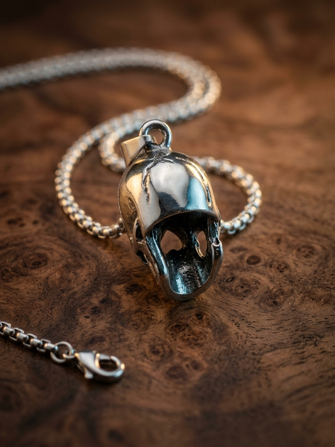 Кулон череп на цепочке SteelSkull unisex из медицинской стали - изображение 4