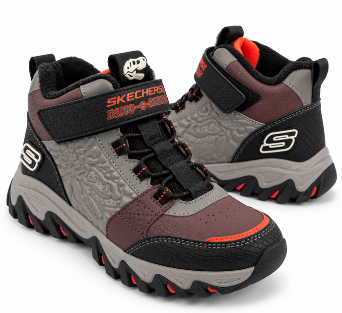 Черевики дитячі Skechers Dino коричневі з чорними вставками з легким утепленням 28,5(18 см) - Фото 1 Черевики дитячі Skechers Dino коричневі з чорними вставками з легким утепленням 28,5(18 см) - зображення 1