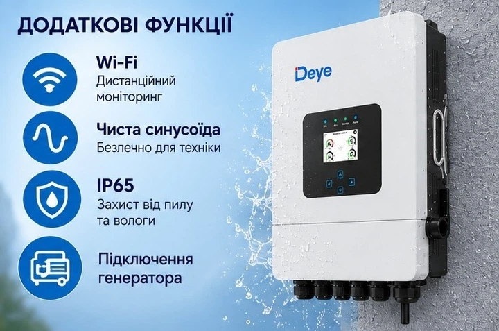 Гібридний інвертор DEYE 10 квт 1 ф | DEYE SUN-10K-SG02LP1-EU-AM3 | однофазний - зображення 5