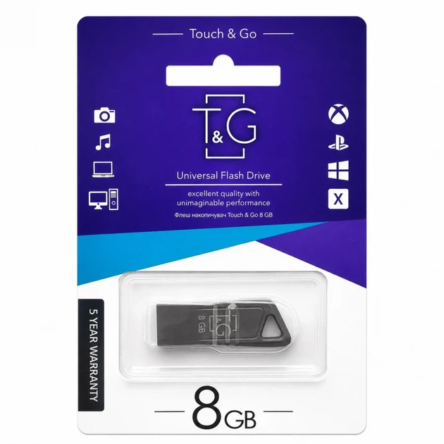 Флешка T&G Metal 8 ГБ USB 2.0 металлическая моноблок серая - Фото 2 Флешка T&G Metal 8 ГБ USB 2.0 металлическая моноблок серая - изображение 2
